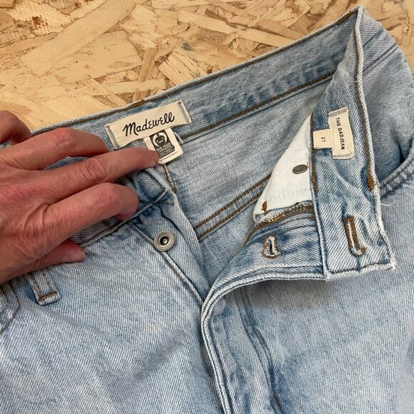 Madewell The Dadjean Blue Millman Wash Ripped Edition High Rise Straight Leg 27 - Picture 4 of 9